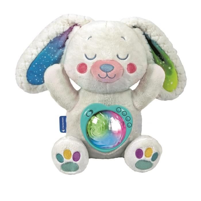 Mon Lapin Polaire - Clementoni - Projecteur dAurores Boréales - Dès la Naissance - Sons Apaisants - Mélodies - Lavable en Machine