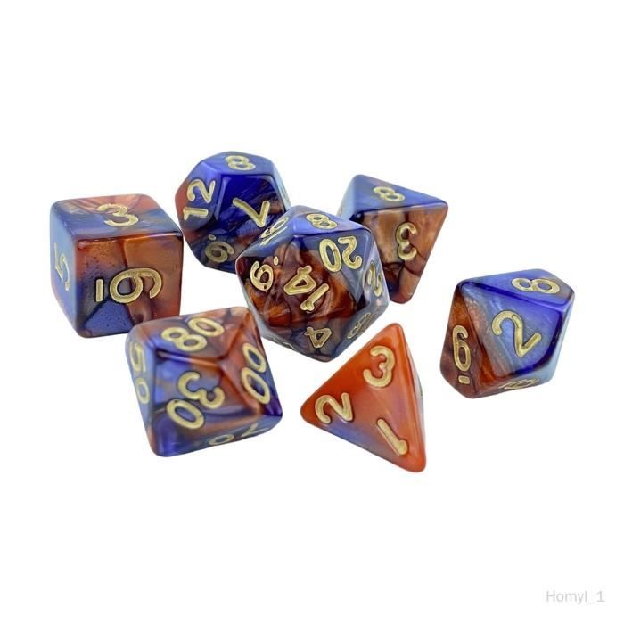 Jeu de 7 dés polyédriques en acrylique - VGEBY - Table de jeu