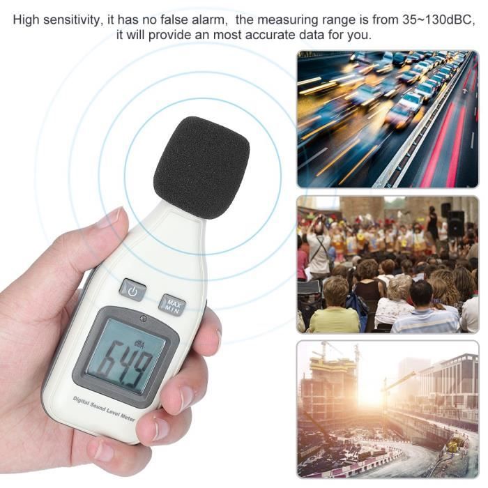 Sonomètre Numérique Portable XinJiaYi - Plage 30-130 DB, Précision ±1.5dB - Écran LCD Rétroéclairé - Jaune