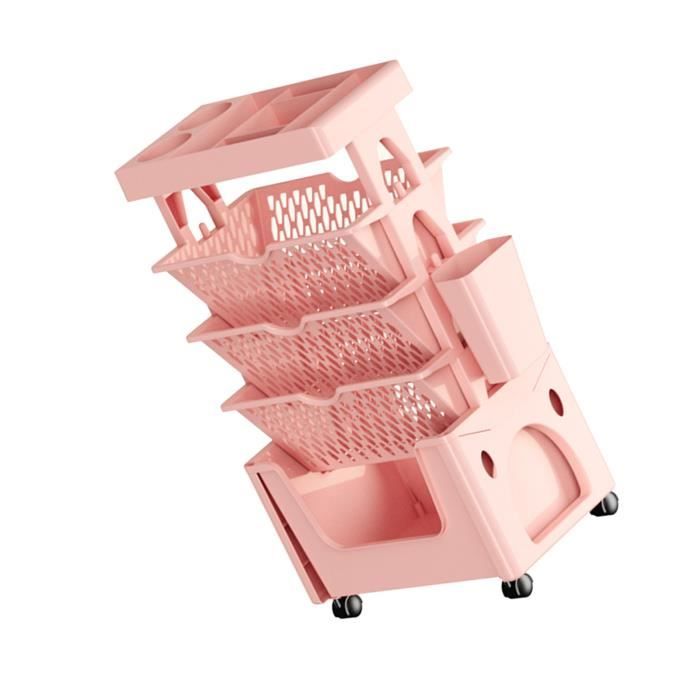 Chariot à Livres Mobile Avec Roulettes - 2 Niveaux - 37x25x43.5 Cm - Pour Rangement Jouets, Livres, Cuisine