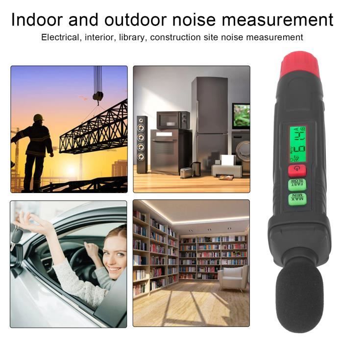 Sonomètre Tadeto 30-130dB - Décibelmètre LCD Rétroéclairé | Mesure Bruit MAX/MIN, Pondération A/C, Pour Bureau