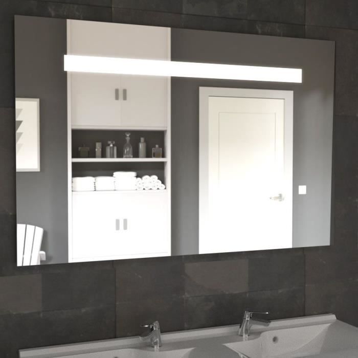 Miroir de salle de bain ELEGANCE 120x80 cm - éclairage LED et interrupteur sensitif - Blanc - CREAZUR