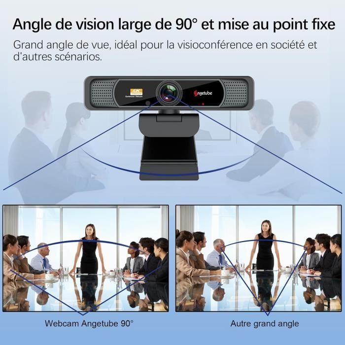 Angetube 914Max 4K Webcam- Streaming camera voor PC, 120° breed beeldhoek, autofocus PDAF, dubbele microfoons met ruisonderdrukking, 1080p@60FPS, compatibel met laptop, Mac, Teams, desktop