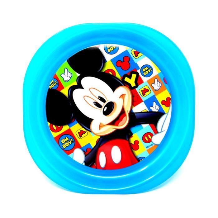 Assiette plate Mickey repas enfant plastique bleu 