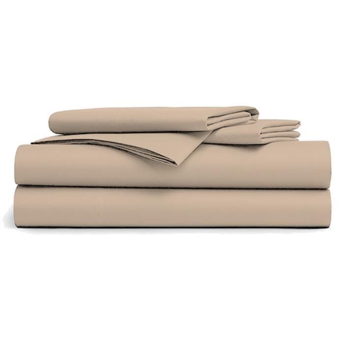 Drap Plat - IVOIRE - 180x290cm - 100% Coton - 57 Fils/cm - Lavable en Machine Drap Plat - IVOIRE - 180x290cm - 100% Coton - 57 Fils/cm - Lavable en Machine