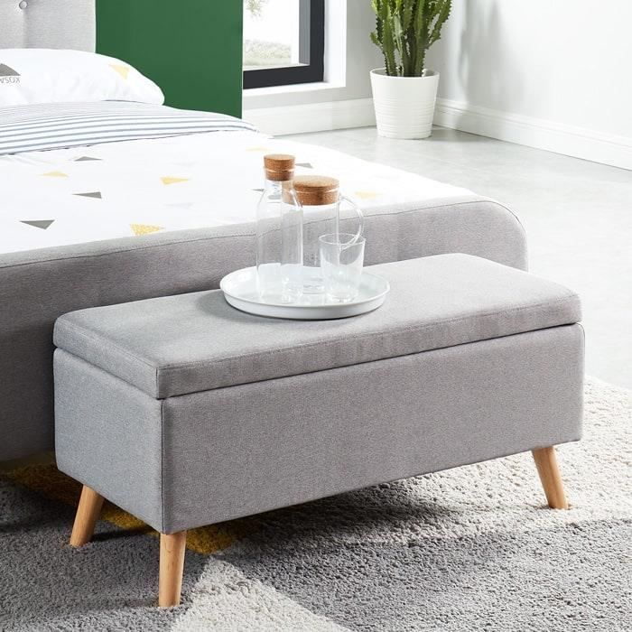 Banc Coffre Gris Clair 100cm Collection Dan Achat Vente Banc Structure En Contreplaque Et Bois Recouverte D Un Tissu Gris Clair Cdiscount