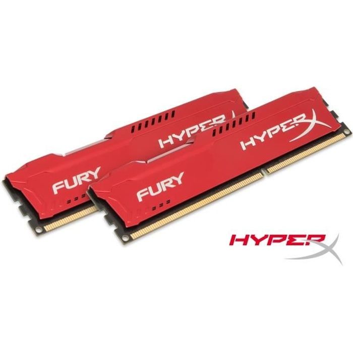 Vente Memoire PC HyperX FURY Red DDR3 16Go (Kit 2x8Go), 1600MHz CL10 240-pin DIMM - HX316C10FRK2/16 pas cher Vente Memoire PC HyperX FURY Red DDR3 16Go (Kit 2x8Go), 1600MHz CL10 240-pin DIMM - HX316C10FRK2/16 pas cher
