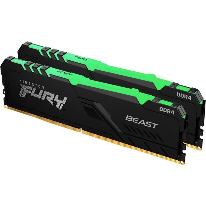 Mémoire Kingston FURY Beast RGB 16 Go (2x8Go) DDR4 3200 MHz CL16  (KF432C16BBAK2/16) - Cdiscount Informatique