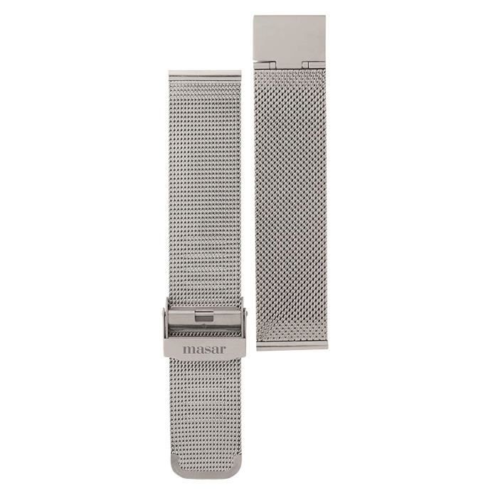 Masar 20mm Bracelet Montre Maille Milanaise Acier Argent Silver