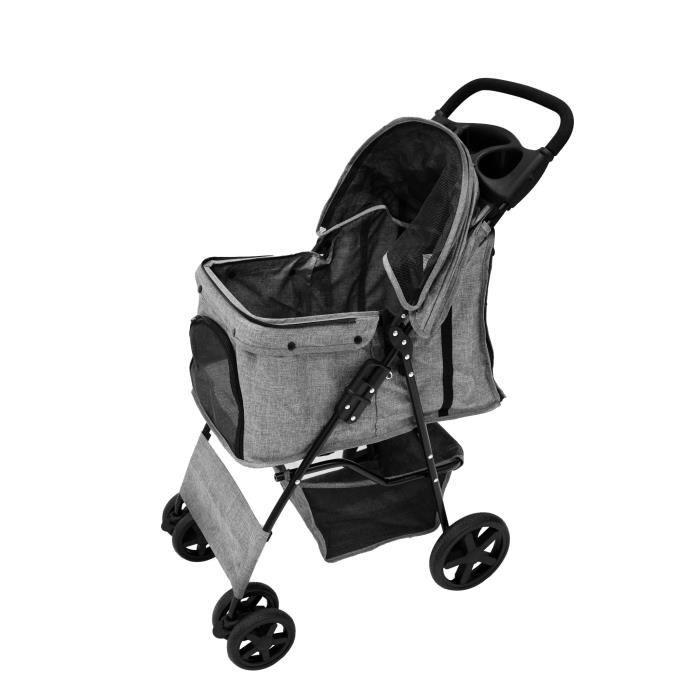 Comparer les prix de Poussette pour Animal de Compagnie - Gris - Extérieur - Cadre en acier - Confort ultime - Jusqu'à 15 kg