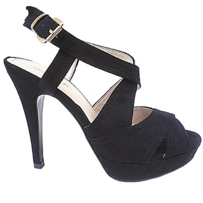 talon noir femme ouvert
