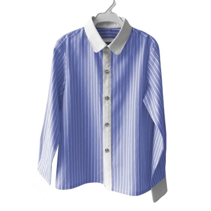Chemise Garcon Manches Longues Chemise Enfant 5 16 ans Bleu Cdiscount Pret a Porter