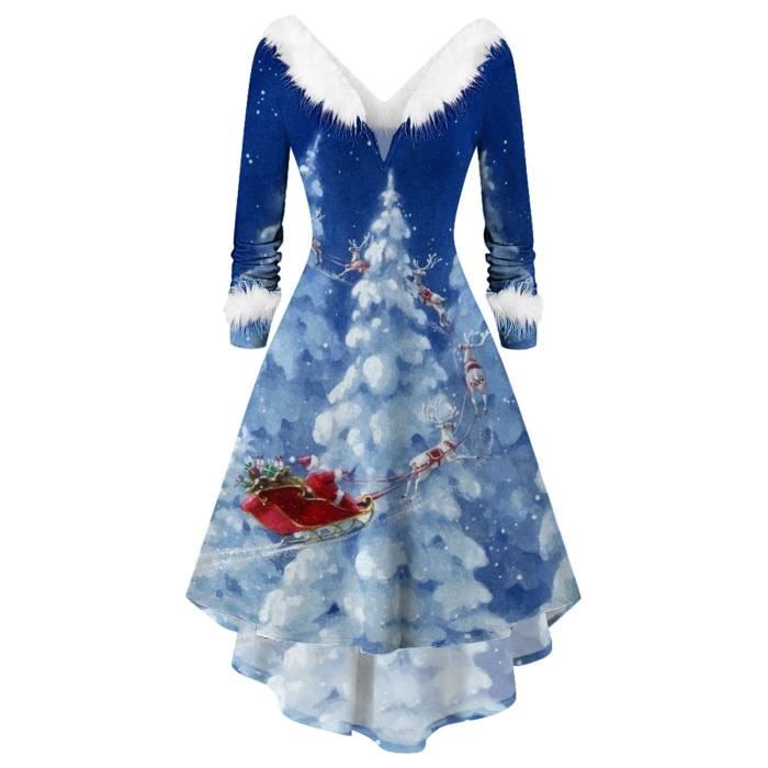 2024 Robe De Noël Femme Grande Taille Robe Vintage Noel Imprimé Automne