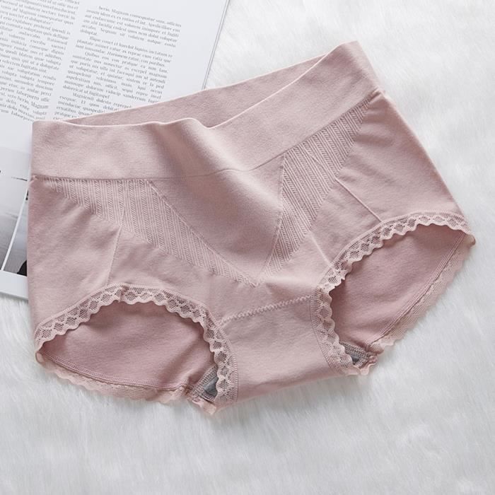 Femmes Soie Dentelle Sous-vêtements Slips Culottes Taille Haute Stretch Lingerie Knicker Cosy