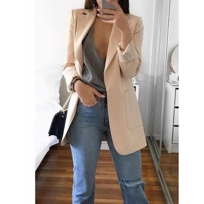 Blazer Femme Minetom - Veste De Tailleur Double Boutonnage Manches Longues Pour Bureau, Automne-Hiver