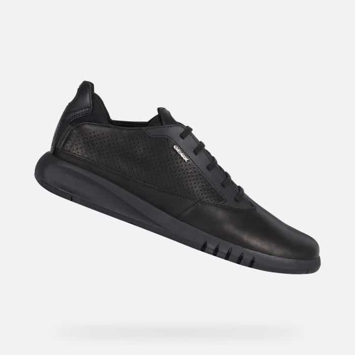 Geox Baskets Homme - GEOX - U AERANTIS - Cuir - Noir - Respirantes