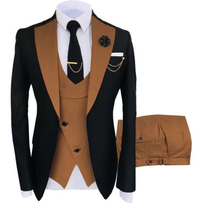 Costume pour Homme 3 pi ces Veste et pantalon Gilet Jacquard Slim