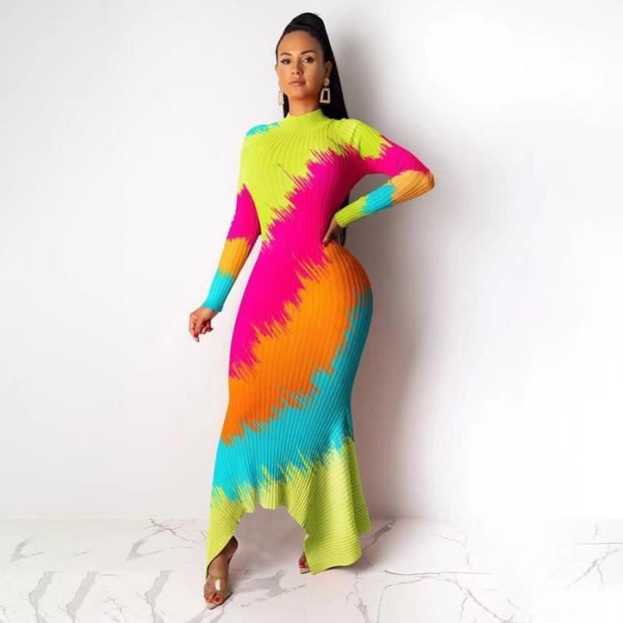 Robe boheme femme longue moulante a FR07RPL Multi Cdiscount Pret a Porter