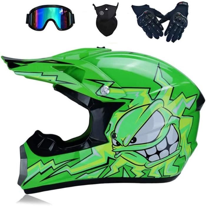 Casque Motocross Intégral Enfant Avec Lunettes Gants - Équipement Complet Protection Moto Quad Dirt Bike
