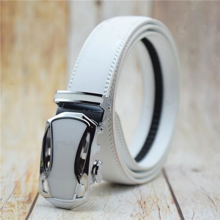 Ceinture a boucle automatique pour hommes WHITE F3424 Cuir de vache Mode Blanc Blanc Cdiscount Pret a Porter
