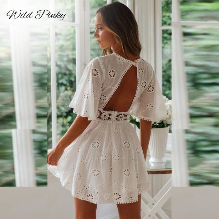 Robe sales blanche ajourée