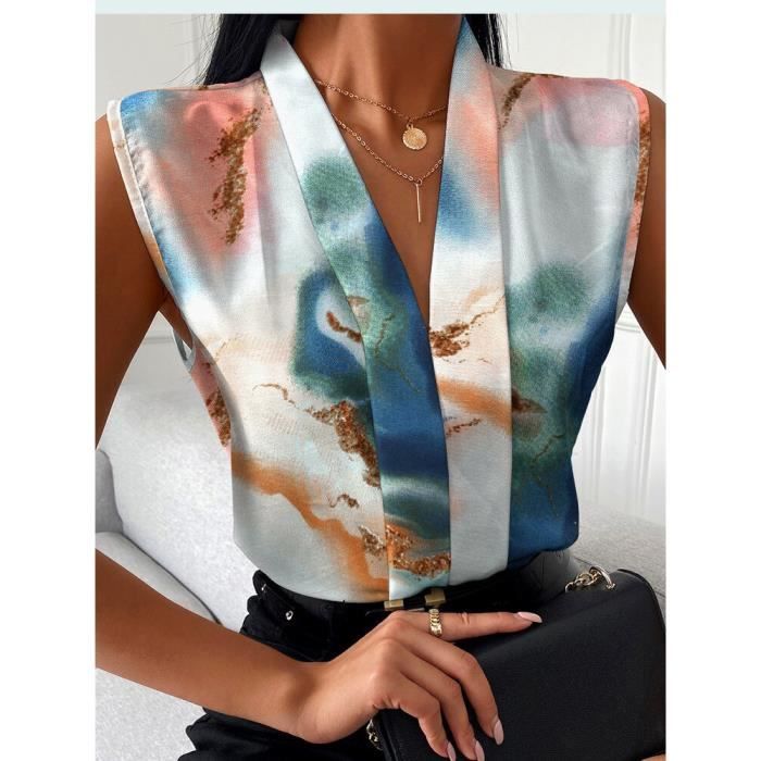 Chemisier femme sans manche avec col new arrivals