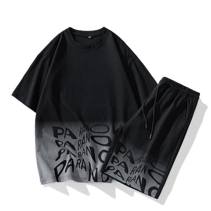 Ensemble de Vetement Homme Casual Respirant Fitness Noir