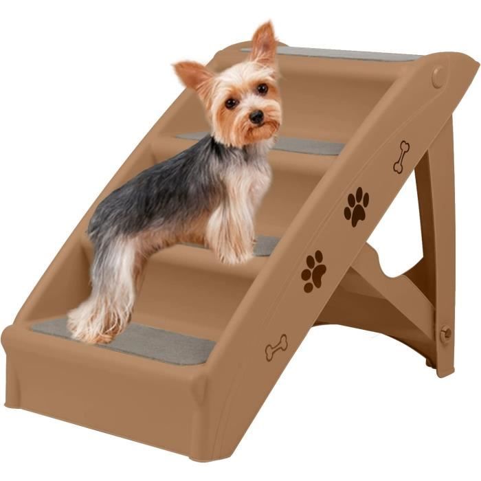 Comparer les prix de NAIZY Escalier pliable pour animal domestique - 49 cm - Avec 4 marches antidérapantes - Pour chien jusqu'à 75 kg - Marron