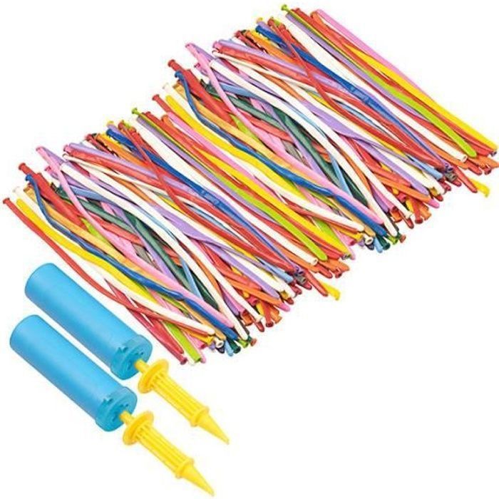 Herefun 200Pcs Ballons de Modélisation avec Pompe - Ballons de Baudruche à Modeler Multicolores