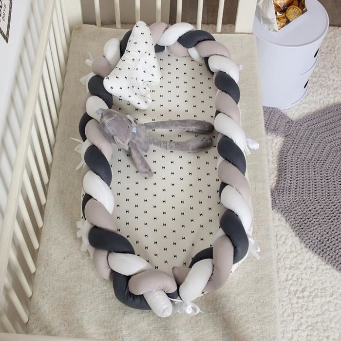 Medi Partners Reducteur de Lit Bebe - Réducteur Bébé 100x60x15cm Cocon et Naissance couffin Nid d'ange bilatéral Cale 100% Coton Minky (Glade avec Minky Gris