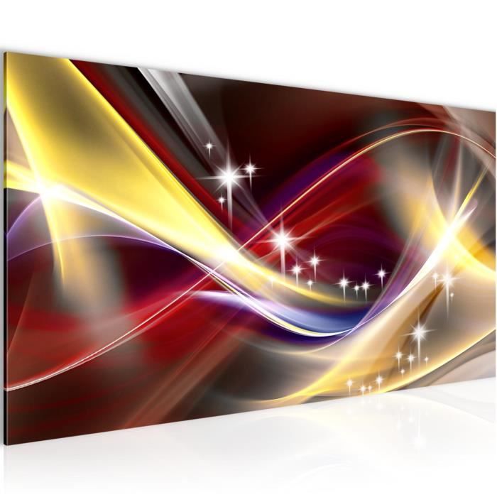 Tableau peinture abstraite carré rouge gris noir argent or