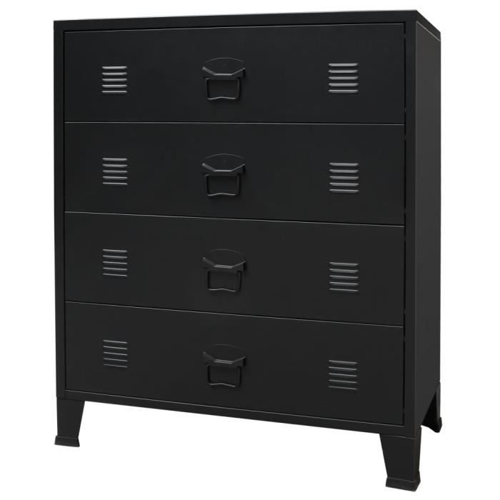 Commode - SALALIS - SP060282 - Métal - Noir - 4 tiroirs - Style Industriel 78x40x93cm