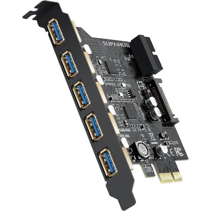 Inateck Carte Contrôleur PCI Express USB 3.0 4 Ports - PCI-E Vers USB 3.0 Avec Câbles