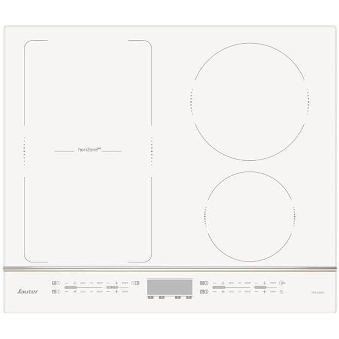 Sauter SPI4664W Table de cuisson à induction 4 plaques de cuisson Niche largeur : 56 cm profondeur : 49 cm avec garnitures en aluminium anodisé