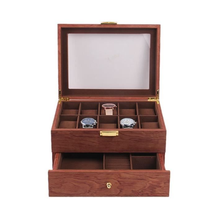 Luxe la BoîTe de Montre en Bois BoîTe Porte-Montre pour Montres Verre pour  Hommes Top Bijoux Organisateur Bo Grids Organisateur de Couleur bois, -  Achat/vente boite a montre - Cdiscount