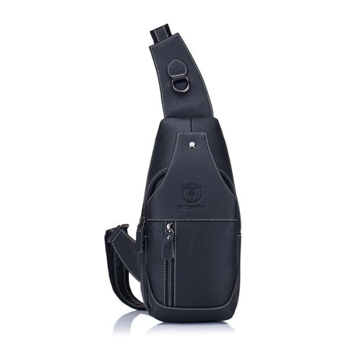 Caf/é Claire BULLCAPTAIN Sac R/étro en Bandouli/ère en Cuir v/éritable Sac port/é /épaule Vntage Daffaire Poche pour Voyage Randonn/ée Sport /école Sac de Poitrine Femme Homme Sling Bag