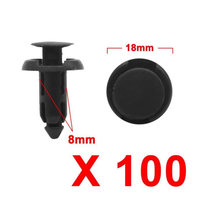 100Pcs Rivet extsion vis noir mat Clips fixation Tapis sol voiture
