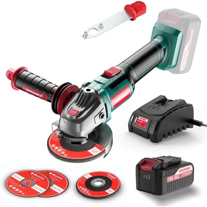 Meuleuse D'Angle Sans Fil 125mm 21V - Moteur Sans Balais 9000 Tr/min, 2 Batteries 4.0Ah, 6 Vitesses - Kit Complet Pour Métal, Bois, Pierre