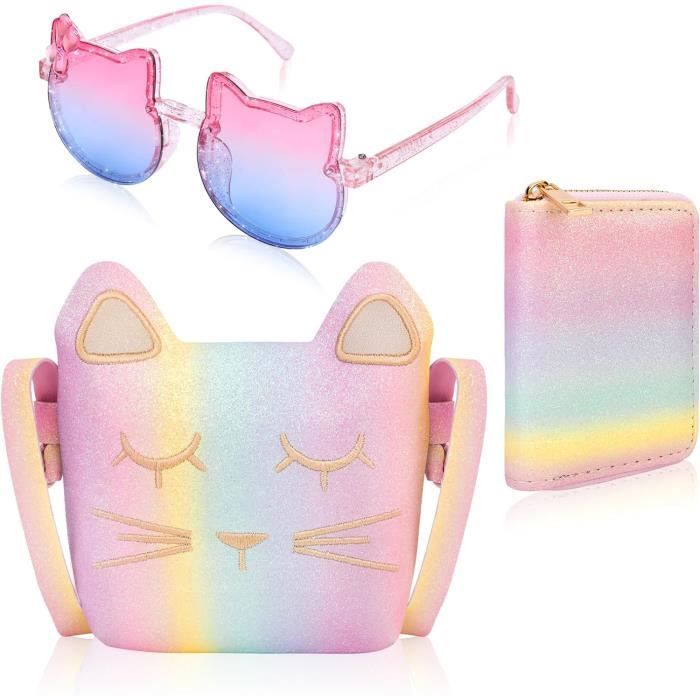 Sac à Main Licorne Pour Fille Hifot - Avec Lunettes De Soleil Chat - Mini Sac Bandoulière Enfant
