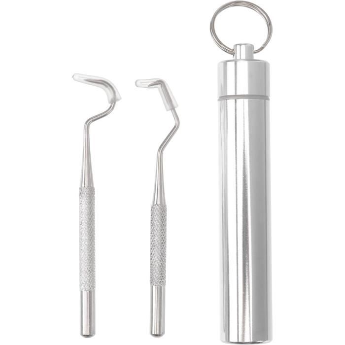 4 Cure-dents Réutilisables En Titane Avec Porte-clés - Télescopiques, Acier Inoxydable - Pour Pique-nique, Voyage, EDC - 5