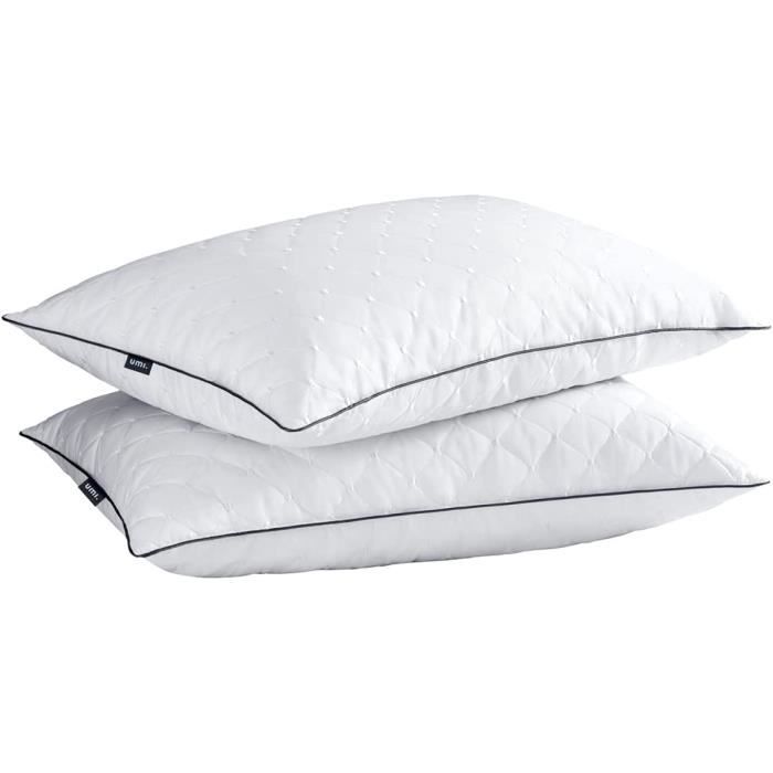 2 Oreillers Plume Et Duvet D'oie 40x60 Cm - Hôtelier Luxe - Housse Coton