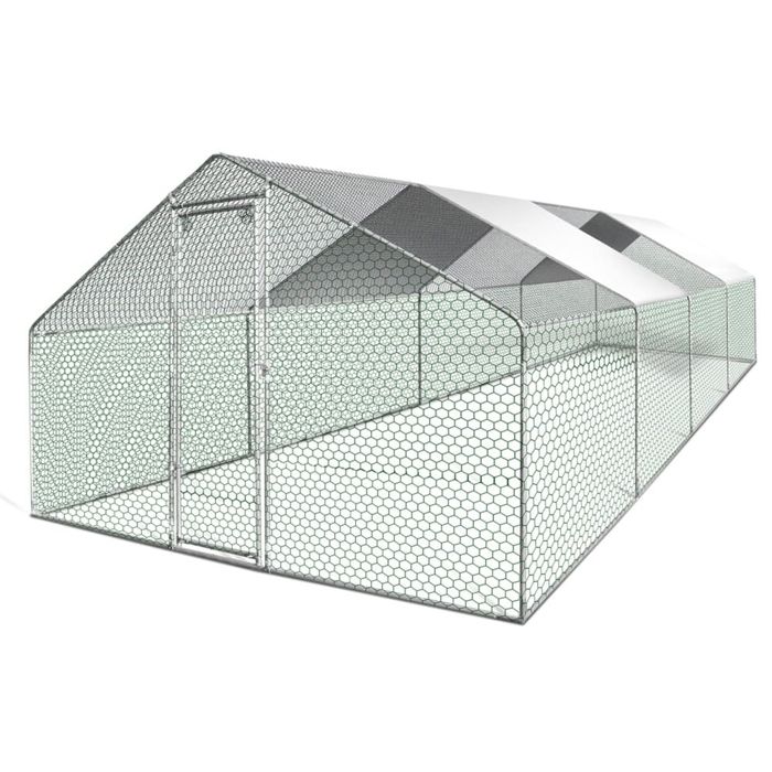 Comparer les prix de Enclos poulailler - Volière extérieure - Parc grillagé 24M² - Gris - Extérieur - Pour Poule