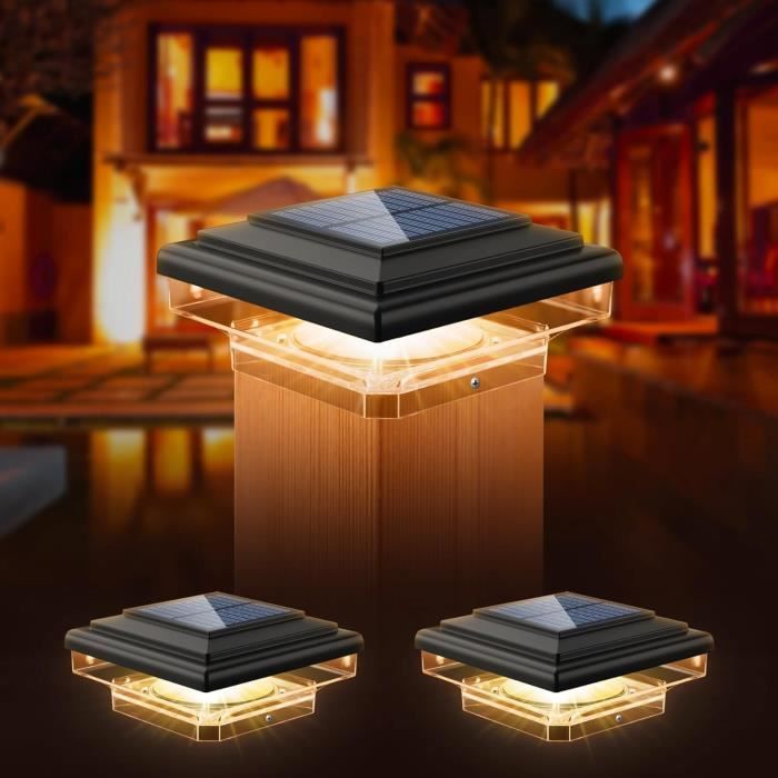 Lumière Solaire Extérieure De Poteau, 2 Lumières Solaires De Chapeau De