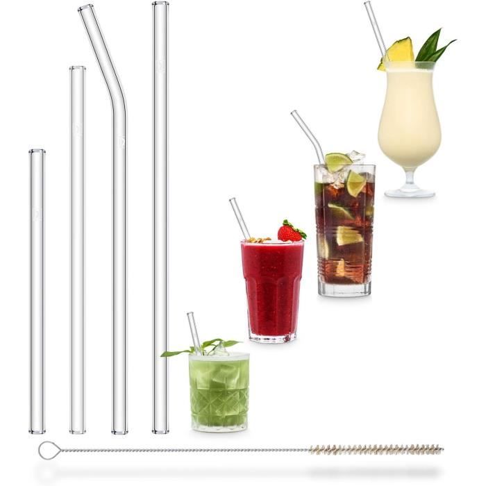 Lot 20 Pailles Verre Courtes 10 Cm HALM + Brosse - Réutilisables, Écologiques, Lave-Vaisselle OK