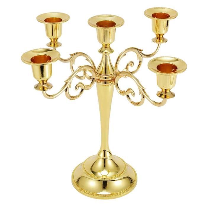 Lourd candélabre en laiton danois antique pour 5 bougies - France
