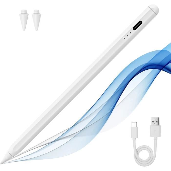 Stylet IPad Avec Recharge Rapide USB-C - Compatible IPad 2018-2022, Inclinaison, Anti-erreur Paume, Adsorption Magnétique