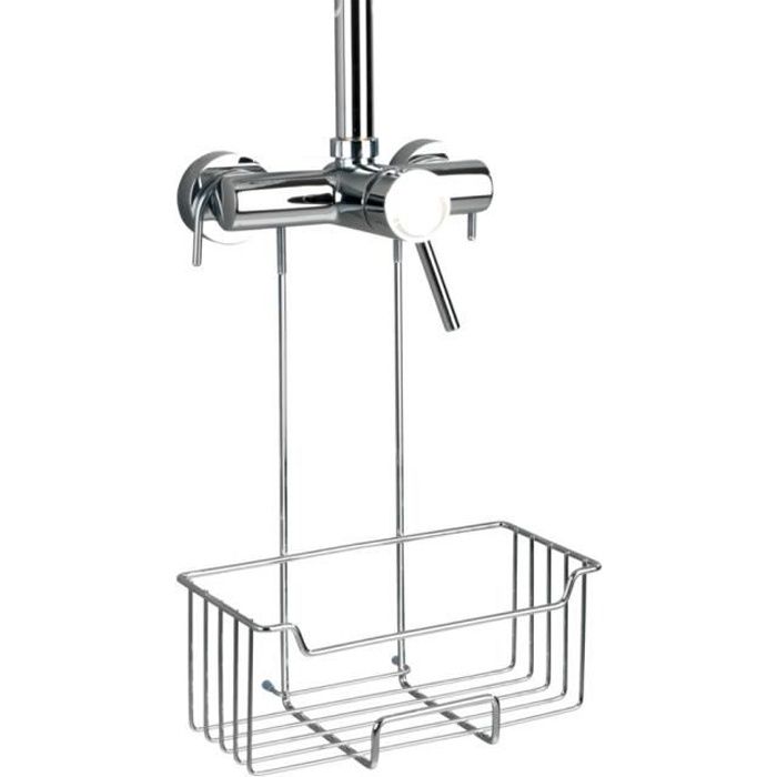 WENKO Etagère de douche Milo Panier Douche à Suspendre suspension sans perçage Acier Inox P14xL25xH36 Brillant WENKO Etagère de douche Milo Panier Douche à Suspendre suspension sans perçage Acier Inox P14xL25xH36 Brillant