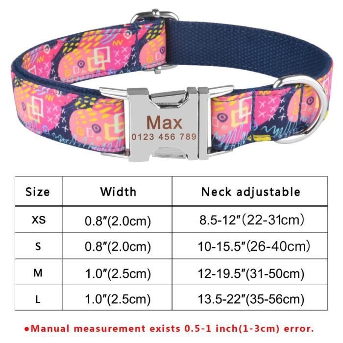 20 L Collier réglable en Nylon pour chien, personnalisable avec nom — free download