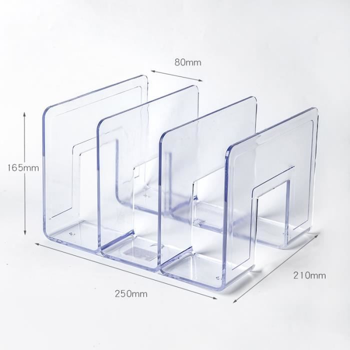 Lot De 6 Serre-livres En Acrylique Transparent HOMURY | Support Livres Antidérapant Pour étagère Bureau