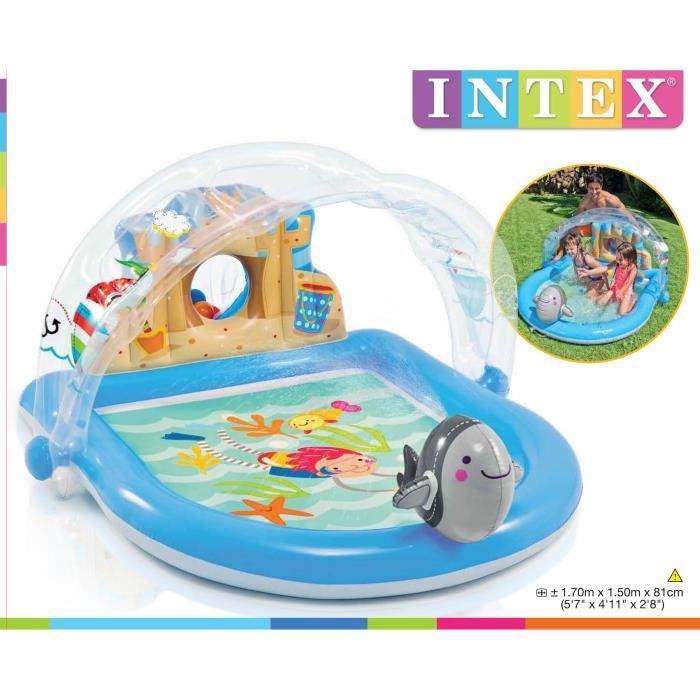 Piscine Gonflable Avec Pare Soleil Et Jets D Eau Intex Cdiscount Jardin